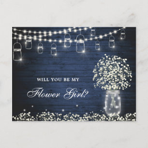 Baby's Breath Rustic Will You Be My Flower Girl Postcard