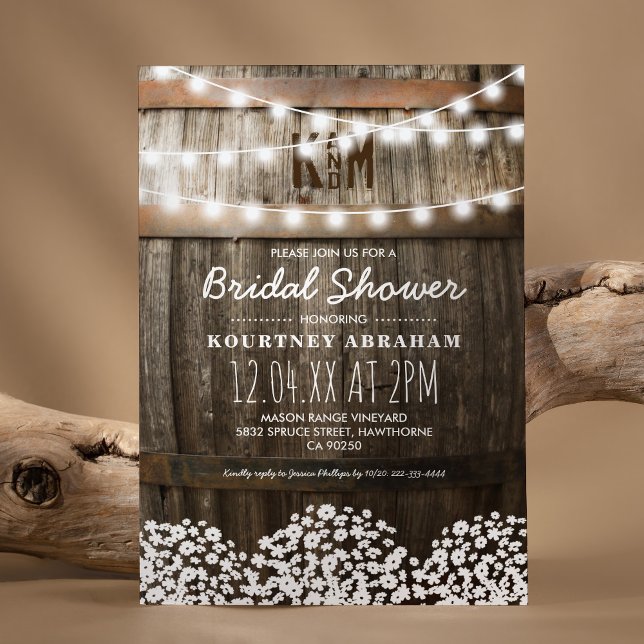 Baby's Breath Rustic Wood Bridal Shower Invitation (Creator Uploaded)