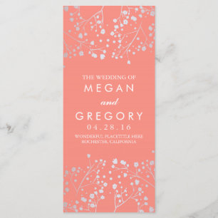 Baby's Breath Silver Coral Wedding Programs Programme