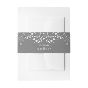 Baby's Breath Silver Grey Wedding Invitation Belly Band