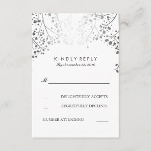 Baby's Breath Silver Wedding RSVP Cards