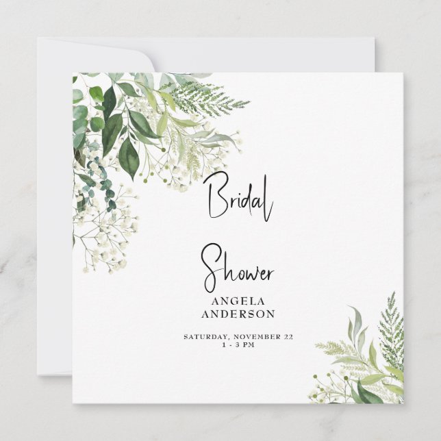 Baby's Breath Simple Bridal Shower Square Invitation (Front)