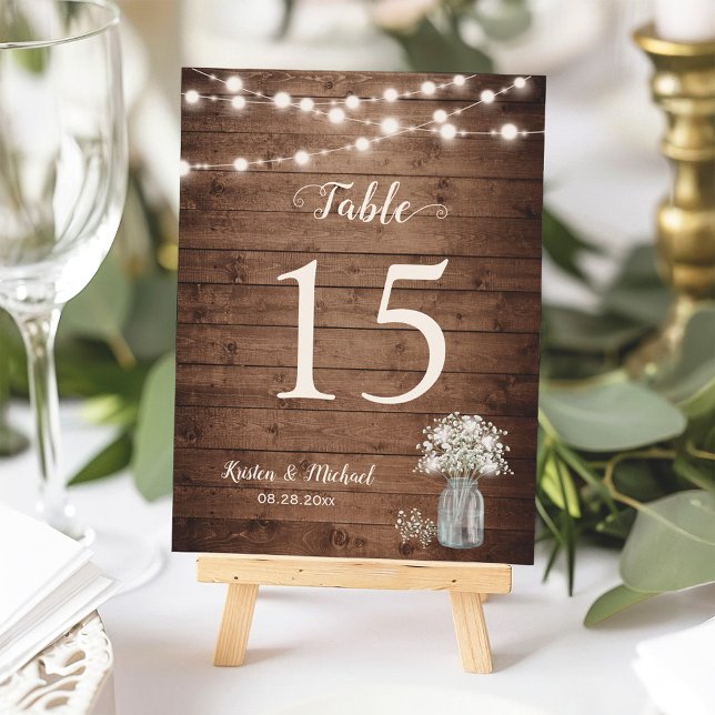 Baby's Breath String Lights Wedding Table Number (Creator Uploaded)