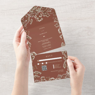 Baby's Breath Terracotta RSVP All In One Invitatio Invitation