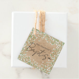 Baby's Breath Watercolor Cute Floral Boho Baptism Favour Tags