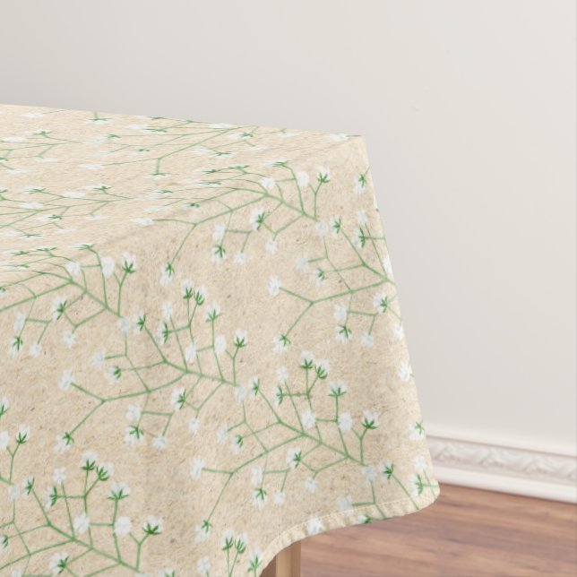 Baby's Breath Watercolor Floral Baptism Wedding Tablecloth (In Situ)