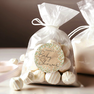  Baby's Breath Watercolor Flowers Boho Baby Shower Classic Round Sticker