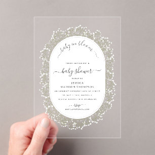 Baby's Breath Watercolor Gypsophila Baby Shower Acrylic Invitations