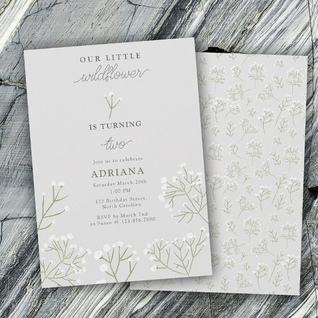 Baby's Breath Watercolor Gypsophila Girl Birthday Invitation (Baby's Breath Watercolor Gypsophila Girl Birthday Invitation)