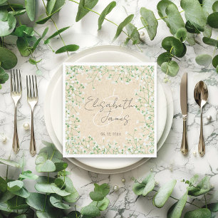 Baby's Breath Watercolor Rustic Boho Chic Wedding Napkin