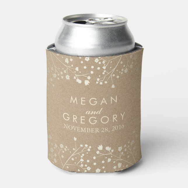 Baby's Breath Wedding Can Cooler (Can Front)