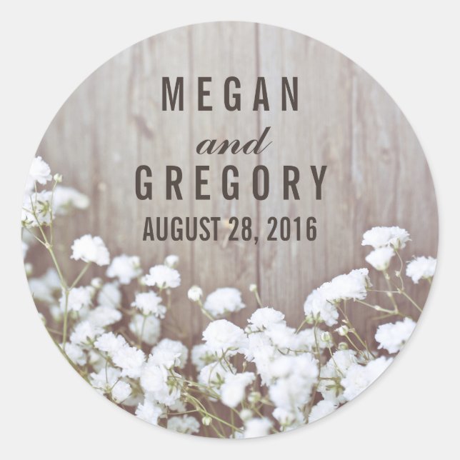 Baby's Breath Wedding Classic Round Sticker (Front)
