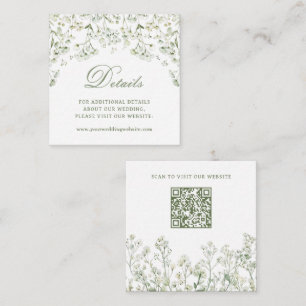 Baby's Breath Wedding Details Website QR Code Enclosure Card