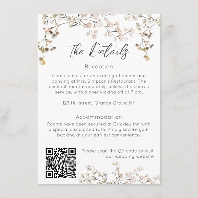Baby's Breath Wedding Enclosure Card  (Front)