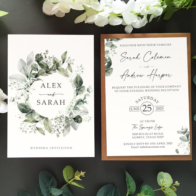 Baby's Breath Wedding Invitations Gypsophila Sage  (Creator Uploaded)