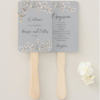 Baby's Breath Wedding Program Fan