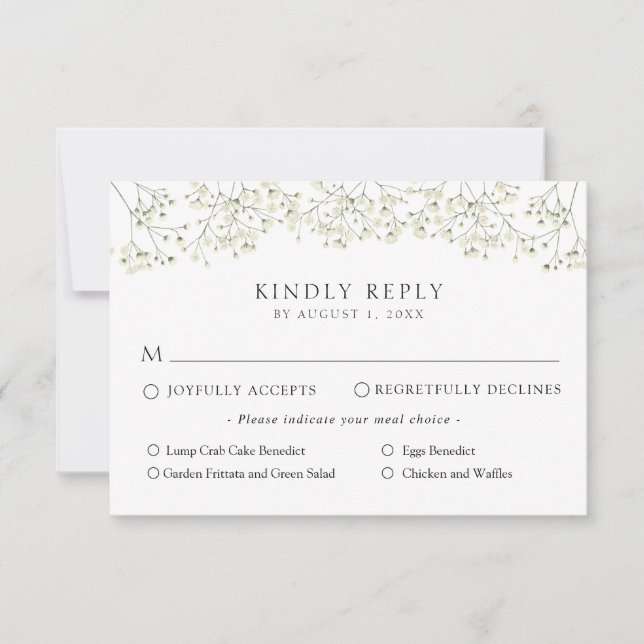 Baby's Breath Wedding RSVP Response Invitation (Front)