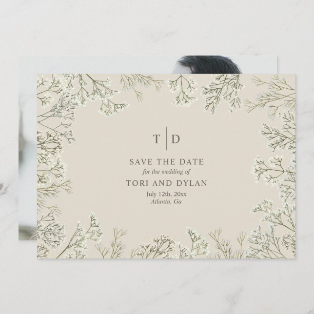 Baby's Breath Wedding Save The Date Photo Back (Front/Back)