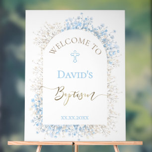 Baby's Breath white blue welcome Acrylic Sign