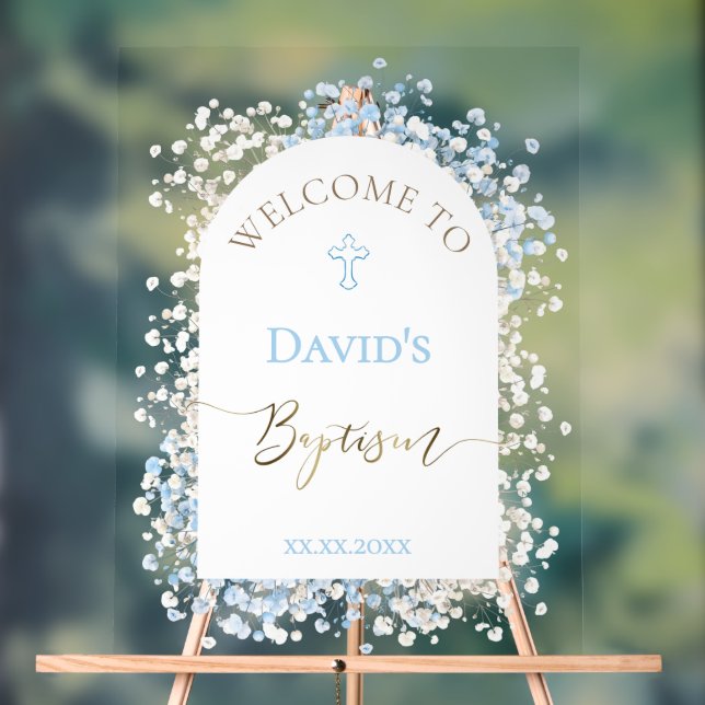 Baby's Breath white blue welcome sign (Neutral)