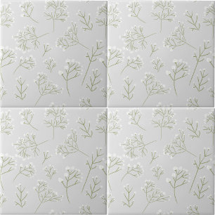 Baby's Breath White Floral Gypsophila Tile