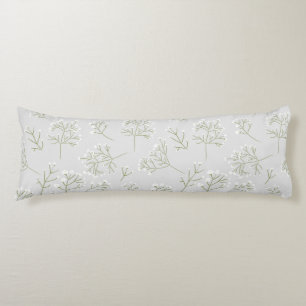 Baby's Breath White Floral Watercolor Gypsophila Body Cushion