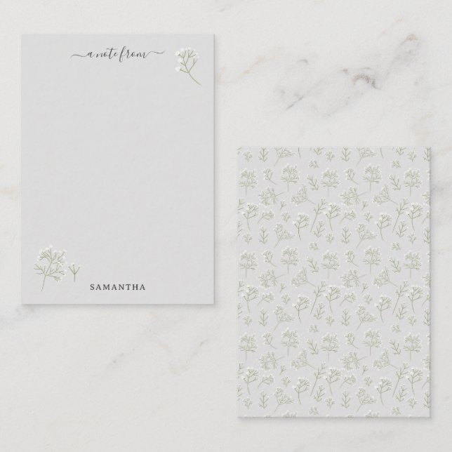 Baby's Breath White Floral Watercolor Gypsophila Card (Front/Back)