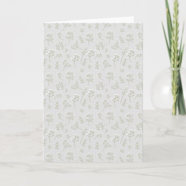 Baby's Breath White Floral Watercolor Gypsophila Card (Front)