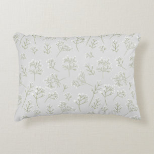 Baby's Breath White Floral Watercolor Gypsophila Decorative Cushion