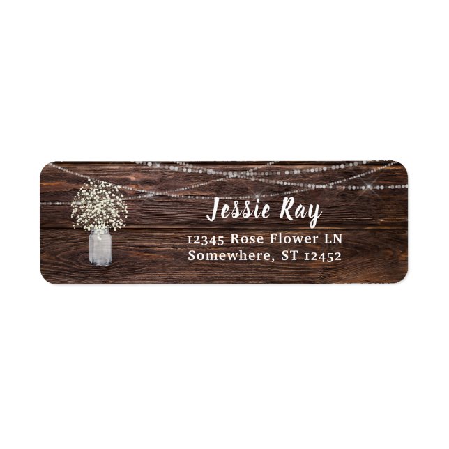 Baby's Breath Wood & String Light Return Address (Front)