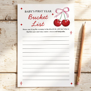 Baby's Bucket List Cherry Bow Baby Shower Game