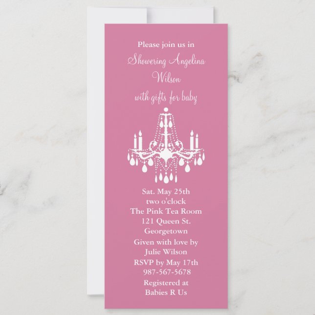 Baby's Chandelier (bright pink) Invitation (Front)