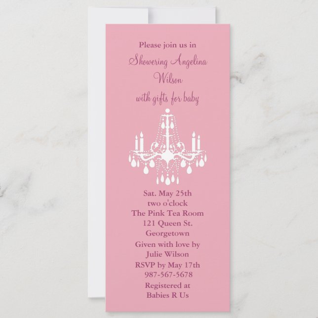 Baby's Chandelier (pink) Invitation (Front)