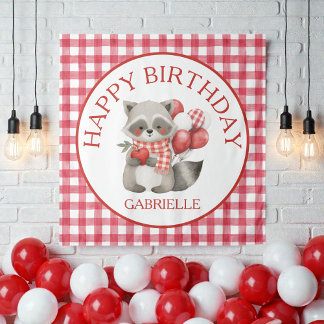 Baby's Cherry First Red Gingham Birthday Tapestry