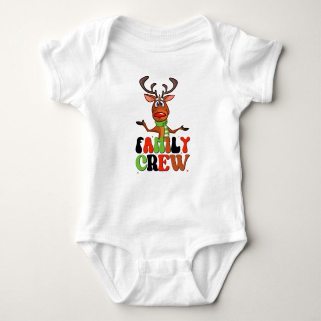 Baby's "Christmas Crew 2023" Reindeer One piece Baby Bodysuit (Front)