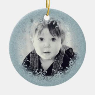 Baby's Christmas Ornament - Blue Sparkle Snowflake