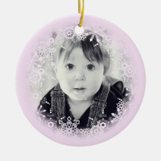 Baby's Christmas Ornament Whimsical Pink Snowflake