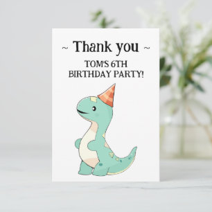 Baby's Cute Cartoon Baby Dinosaur Birthday Party  Thank You Card