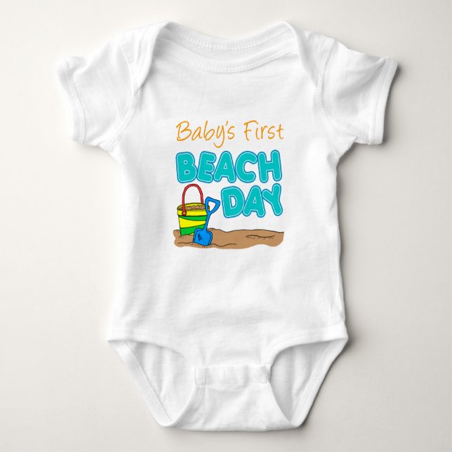 Baby's First Beach Day Baby Bodysuit (Front)