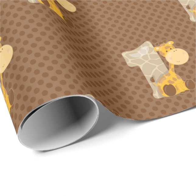 Baby's First Birthday | Baby Giraffe | Safari Wrapping Paper (Roll Corner)