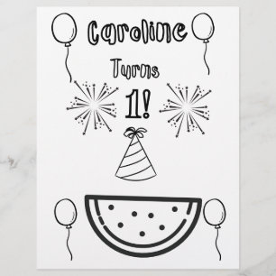 Baby's First Birthday Party Colouring Pages Custom Letterhead