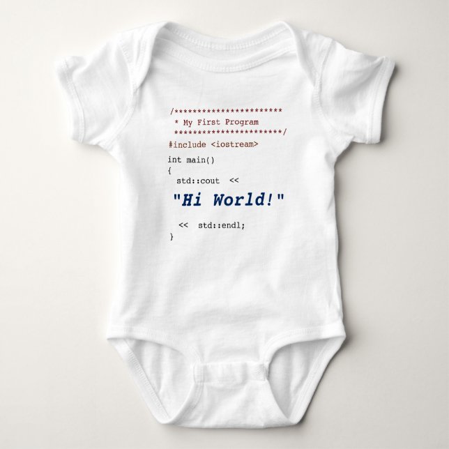 Baby's First C++ Program Baby Bodysuit (Front)