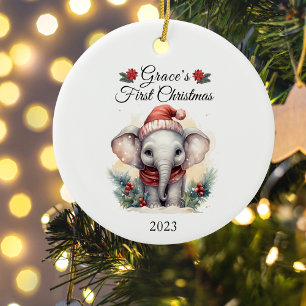 Baby's First Chrismas Elephant  Ceramic Tree Decoration