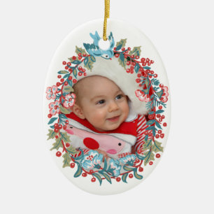 Baby's First Christmas 1st Cute Pastel Floral Ceramic Tree Decoration