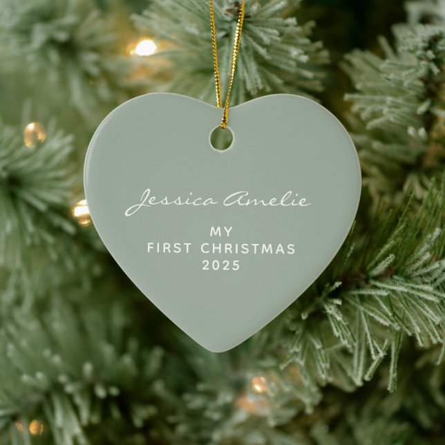 Baby's First Christmas 2021 Personalised Sage  Ceramic Tree Decoration (Tree)