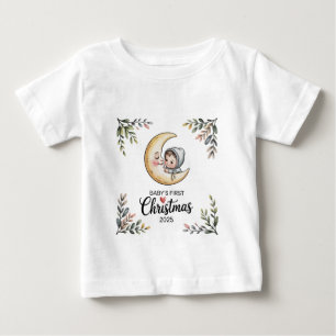  Baby's First Christmas 2025 Vintage Moon & Baby  T-Shirt