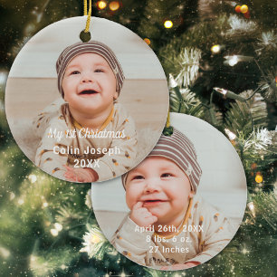 Babys First Christmas 2 Photo Custom Ceramic Tree Decoration