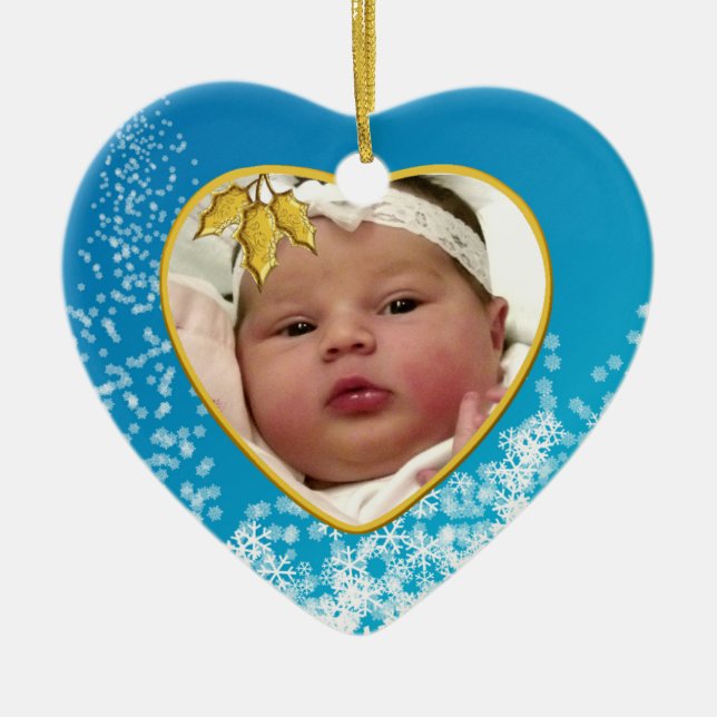 Baby's First Christmas 2 Sided Heart Ceramic Tree Decoration (Front)