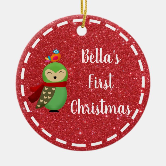 Baby's First Christmas 2 Sided Photo Ornament (Front)