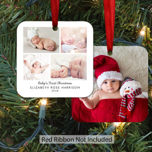 Baby's First Christmas 5 Photo Holiday Metal Tree Decoration